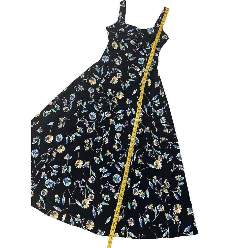 Nicholas Kiki Floral-Print Maxi Dress Black Sleeveless Square Neck Size 0 - Picture 10 of 14